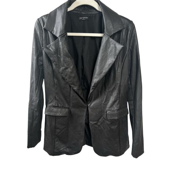 Naked Wardrobe Faux Leather Blazer In Black Size Small Gently Used Quiet Luxury - Picture 3 of 6